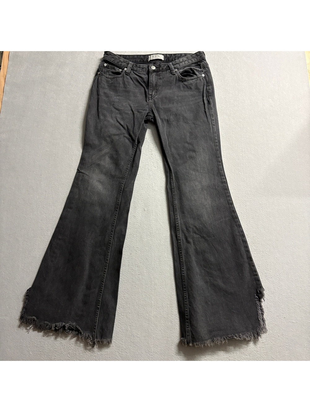 We The Free Free People Flare Jeans Womens 27 Black Distressed Raw Hem Denim